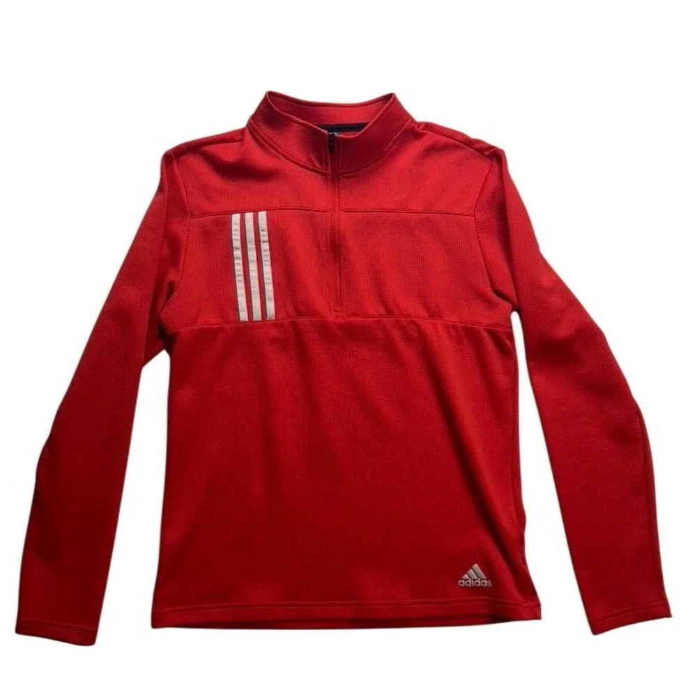 Adidas Men's Red 1/4 Zip Long Sleeve Athletic Training Jacket Size S